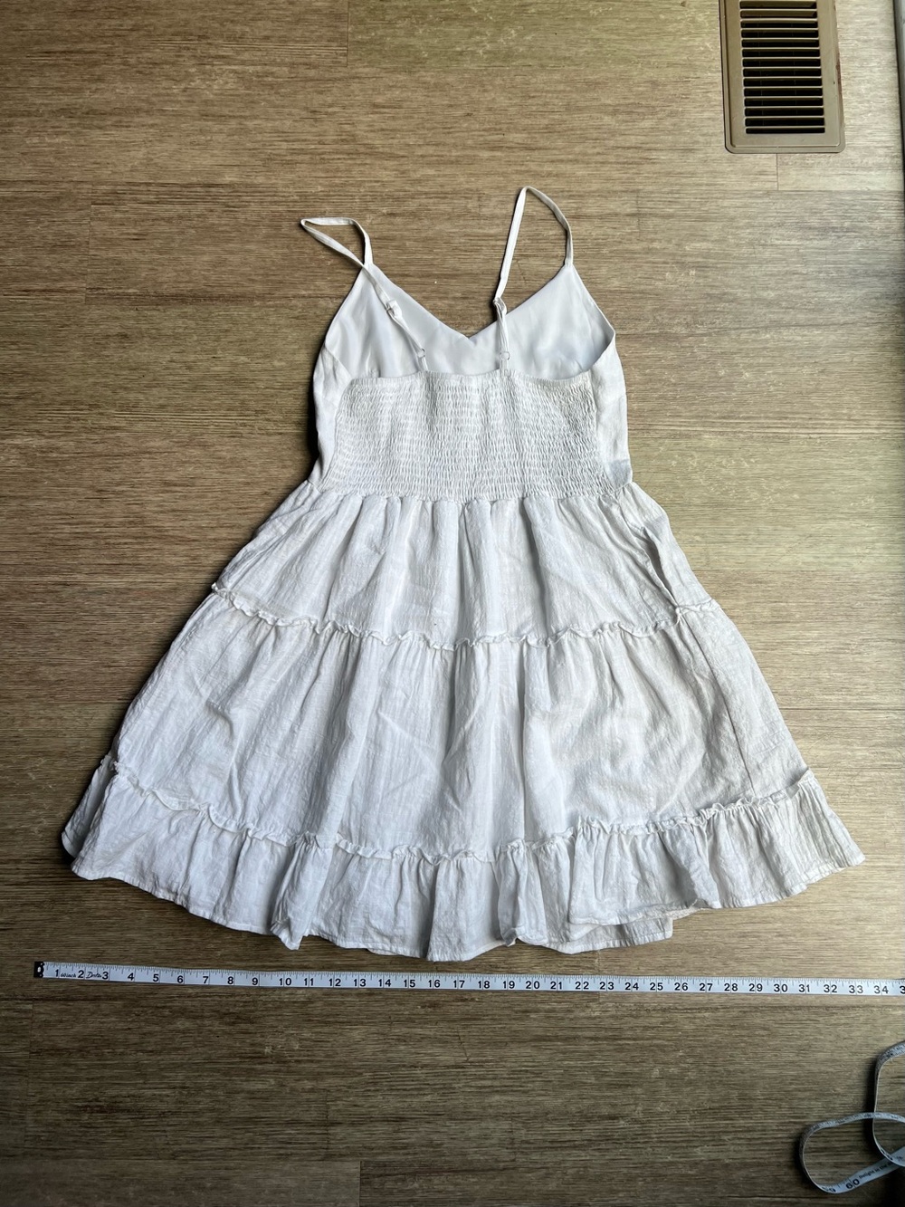 Linen Ruffle Mini Dress with Pockets - Picture 2 of 6